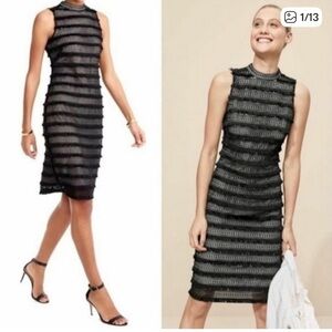 J. Crew Black Textured Mini Dress.